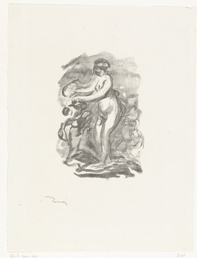 Nøgen kvinde stående ved siden af ​​vin Femme au cep de vigne af Pierre Auguste Renoir