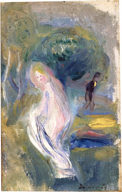 Nøgen med figur i baggrunden, ca. 1882. af Pierre Auguste Renoir