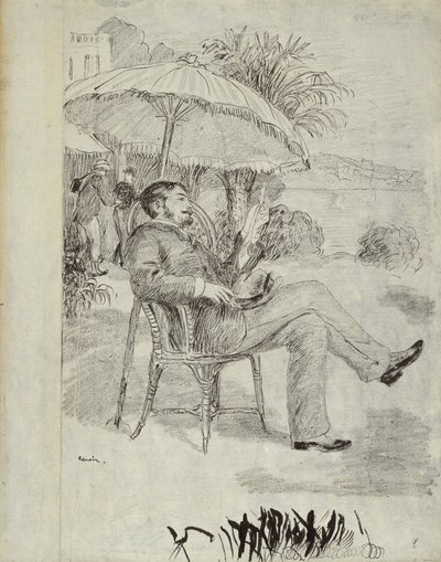 På terrassen af et hotel i Bordighera: Maleren Jean Martin gennemgår sit lovforslag, 1881 af Pierre Auguste Renoir