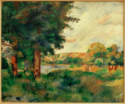 Ile de France landskab med høje træer af Pierre Auguste Renoir