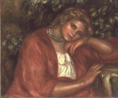 Eftertænksom ung kvinde af Pierre Auguste Renoir