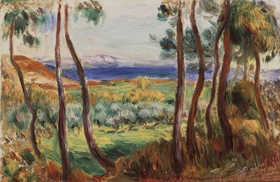 Fyrretræer omkring Cagnes, ca. 1910. af Pierre Auguste Renoir