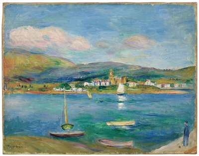 Fiskerihavn, udsigt over Hondarribia fra Hendaye, 1895 af Pierre Auguste Renoir