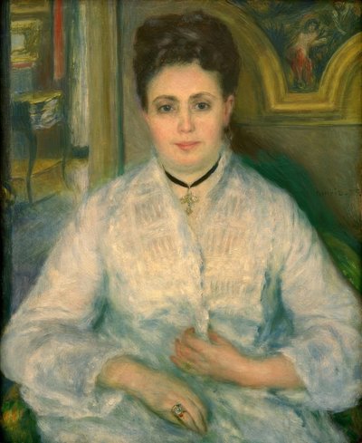 Portræt af Madame Victor Choquet i hvidt af Pierre Auguste Renoir