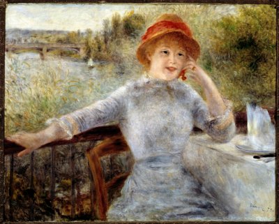 Portræt af Alphonsine Fournaise - olie på lærred af Pierre Auguste Renoir