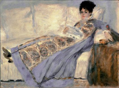 Portræt af Madame Monet (Camille Madame Monet, der læser avisen "" Le Figaro") - Maleri af Pierre Auguste Renoir (Pierre-Auguste af Pierre Auguste Renoir