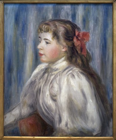 Portræt af en ung pige. Maleri af Pierre Auguste Renoir (1841-1919), olie på lærred, ca. 1892. Fransk kunst af Pierre Auguste Renoir
