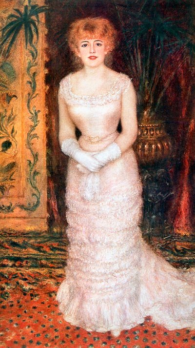 Portræt af skuespillerinden Jeanne Samary, 1878 af Pierre Auguste Renoir