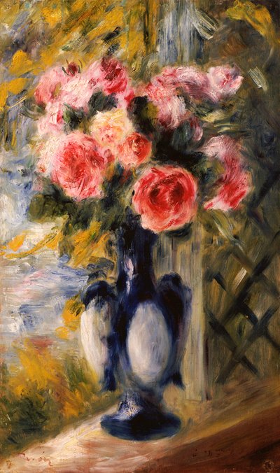 Roser i en blå vase, 1892 af Pierre Auguste Renoir
