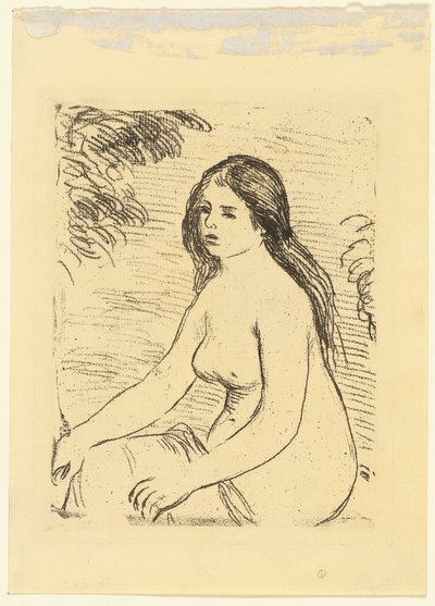 Siddende nøgen kvinde af Pierre Auguste Renoir