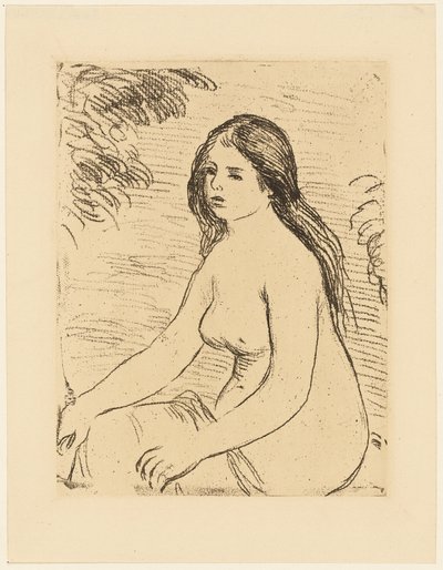 Siddende nøgen kvinde af Pierre Auguste Renoir