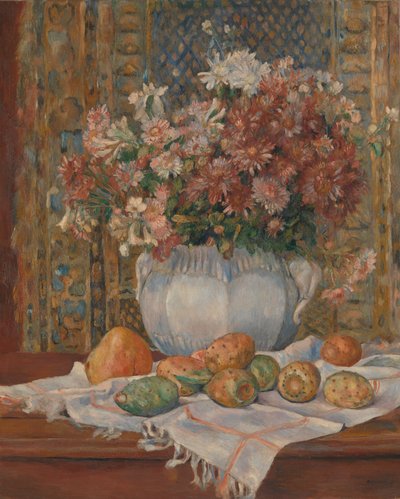 Stilleben med blomster og stikkende pærer, ca. 1885 (olie på lærred) af Pierre Auguste Renoir