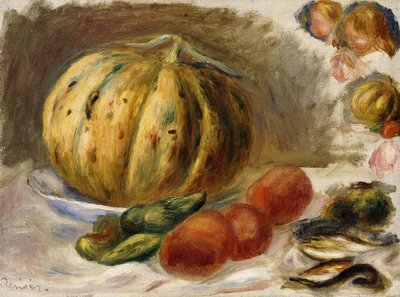 Stilleben med melon og tomater; Nature Morte au Melon et Tomates, ca. 1900 af Pierre Auguste Renoir