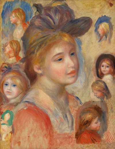 Studie af pigehoveder af Pierre Auguste Renoir