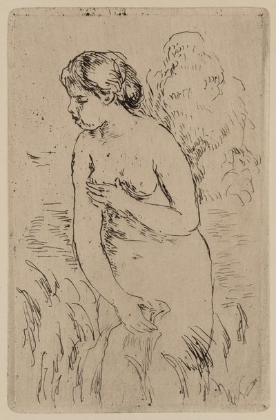 The Bather, ca. 1890 (tusch-ætsning på papir) af Pierre Auguste Renoir