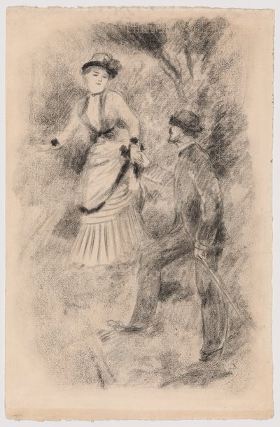 Nedstigningen fra toppen: Jean Martin støtter Hélène, bankierens datter (illustration til Edmond Renoirs "L