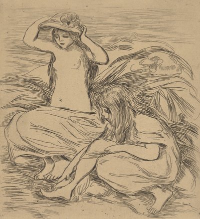 To badende De to badende, 1895. af Pierre Auguste Renoir