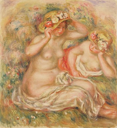 To nøgenbilleder iført hatte af Pierre Auguste Renoir