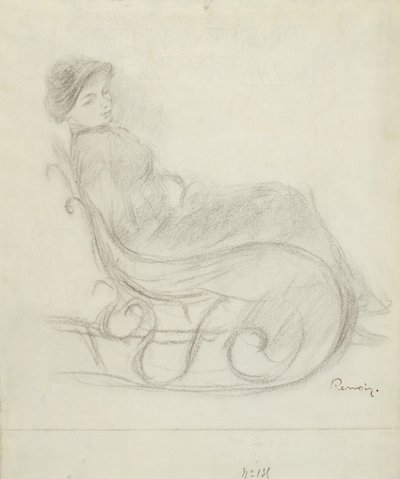 Kvinde siddende i en stol (recto); Kvinde i en stol, set bagfra (verso) af Pierre Auguste Renoir