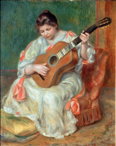Kvinde spiller guitar af Pierre Auguste Renoir