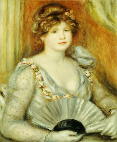 Kvinde med fan af Pierre Auguste Renoir