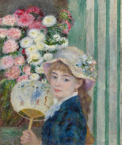Kvinde med fan, ca. 1879 af Pierre Auguste Renoir