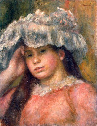Ung pige i hat, 1892-1894. af Pierre Auguste Renoir