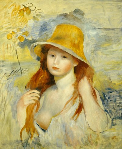 Ung pige med stråhat, 1884 af Pierre Auguste Renoir