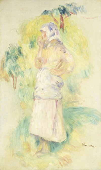 Ung bonde spiser et æble; Bondepige spiser et æble, ca. 1894 af Pierre Auguste Renoir