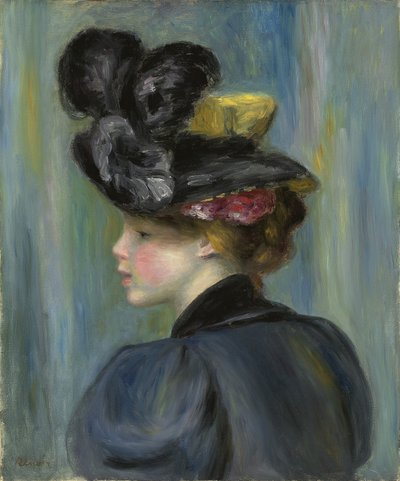 Ung kvinde med sort hat; Ung kvinde i sort hat, 1895 af Pierre Auguste Renoir