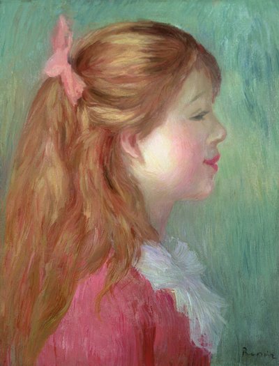 Ung pige med langt hår i profil, 1890 af Pierre Auguste Renoir