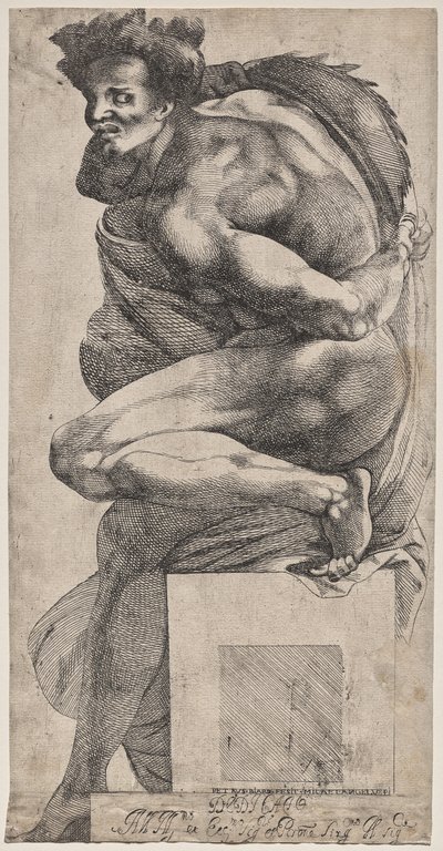 Ignudo (efter Michelangelo) af Pierre Biard the Younger