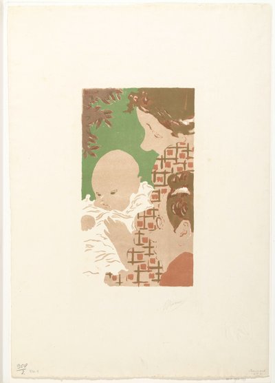 Andrée Terasse med sønnen Jean og broderen Pierre Bonnard Scene de famille af Pierre Bonnard