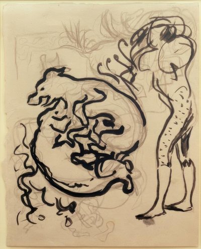 Hunde der leger og en figur af Pierre Bonnard