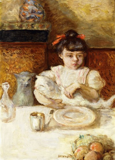 børn og katte; Enfant et Chats, ca. 1906 (olie på lærred) af Pierre Bonnard