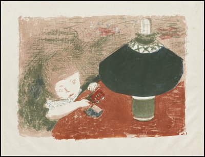 Barn med lampe af Pierre Bonnard