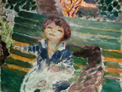 Lille pige med hund af Pierre Bonnard