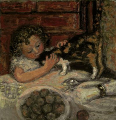 Lille pige med kat af Pierre Bonnard