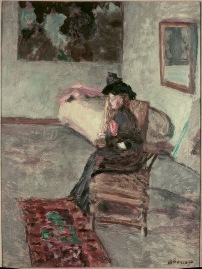 Kvinde med en rose eller kvinde i et interiør af Pierre Bonnard