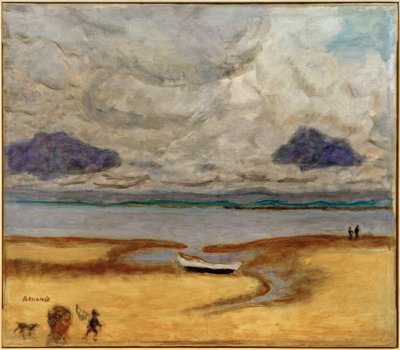 Stranden ved lavvande (lavvande i Arcachon) af Pierre Bonnard