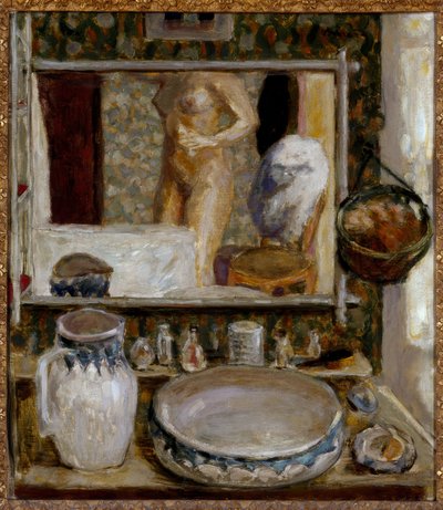 Toiletbordet eller spejlet af Pierre Bonnard