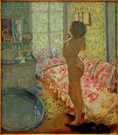 Badeværelset med den lyserøde sofa (Nøgen mod lyset) af Pierre Bonnard
