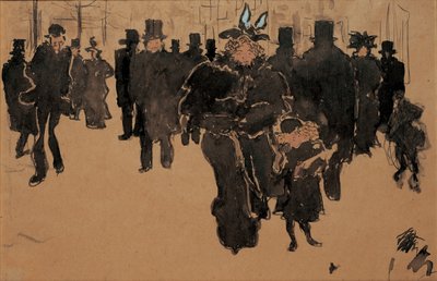 Le boulevard, ca. 1890 (akvarel, blæk og vask på brunpapir) af Pierre Bonnard
