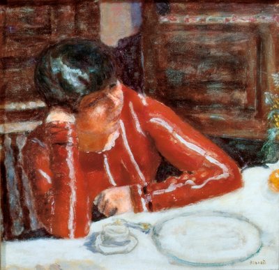 Den røde overdel - Marthe Bonnard af Pierre Bonnard