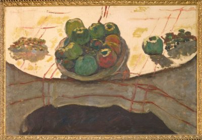 Natur død; tallerken og frugt eller skål med ferskner af Pierre Bonnard