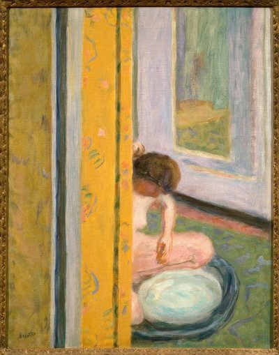 Nøgen med gult gardin af Pierre Bonnard