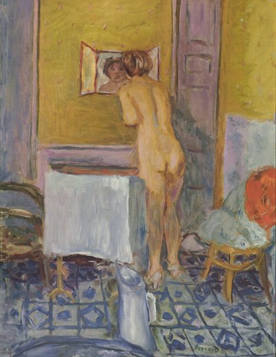 Nøgen med rødt klæde (Nøgen på hendes toilet) af Pierre Bonnard