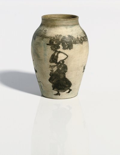 Lille vase: gadebillede, ca. 1894-95 (Indien blæk på uglaseret malet porcelæns balustervase) af Pierre Bonnard