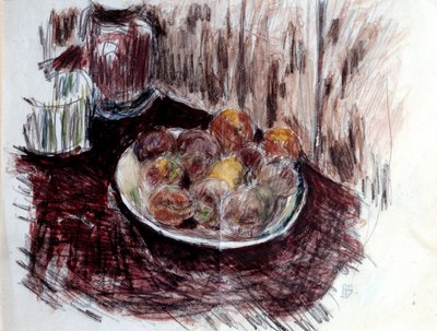 Stilleben med Peches Maleri af Pierre Bonnard (1867-1947) Privatsamling fra det 20. århundrede af Pierre Bonnard