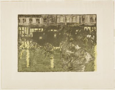 Gade om natten i regnen, ca. 1896-1897 (udgivet 1899) af Pierre Bonnard
